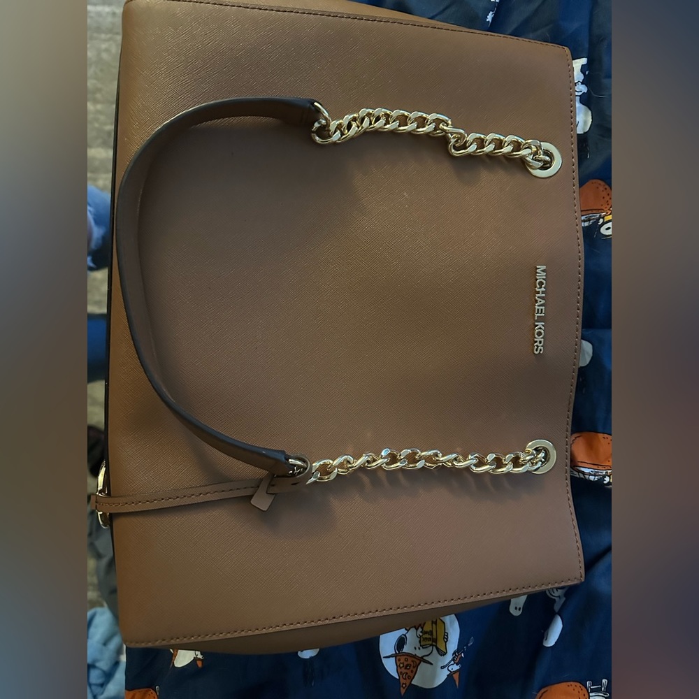 Authentic Large Brown Michael Kors purse with chain handles